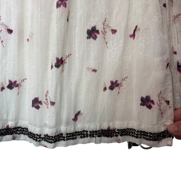 Joie white Leitha floral beaded ruffled long sleeve blouse size XS - Picture 5 of 9